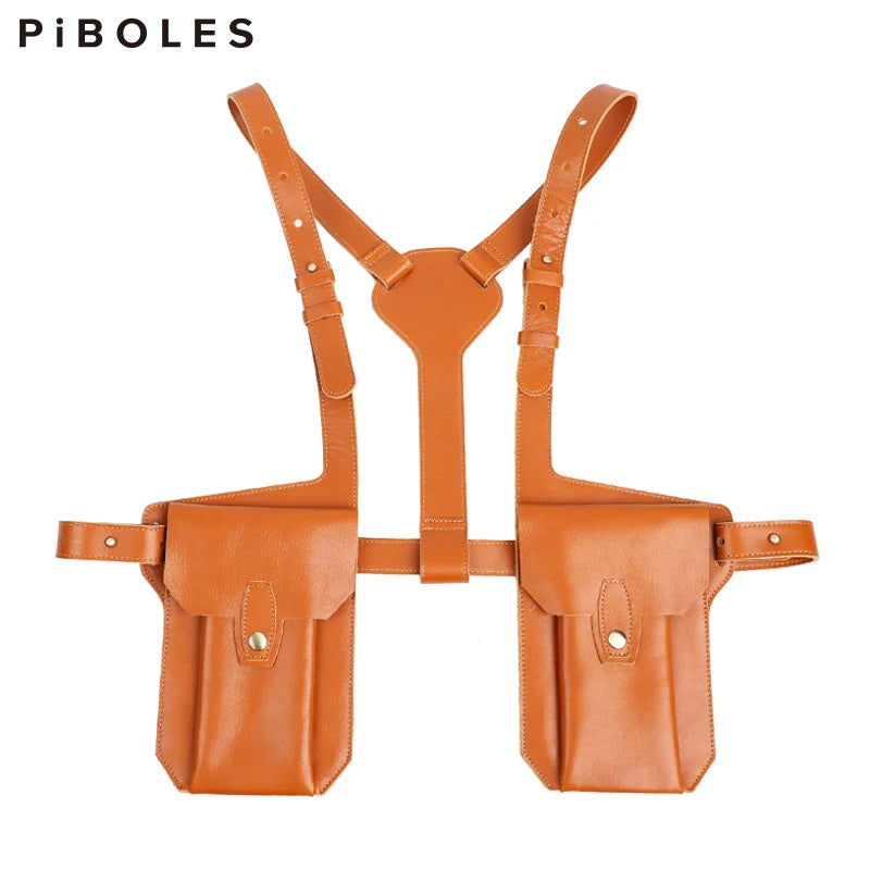 Genuine Leather Sling Holster Bag Invisible Anti-theft Jacket Vest Motorcycle Style Halloween Role Playing Festival Bag Unisex
