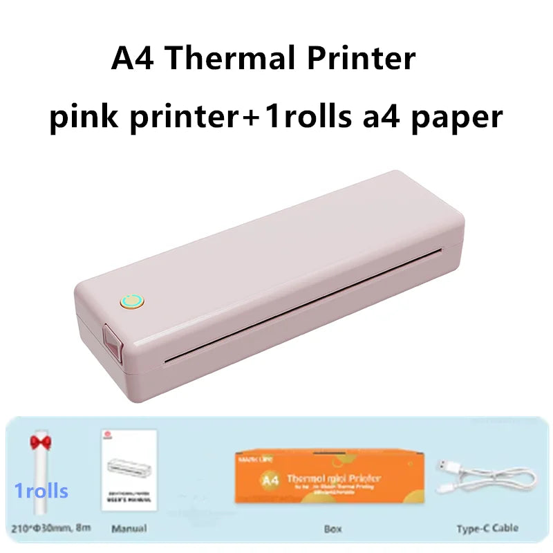 Portable A4 Thermal Printer Inkless Bluetooth Photo PDF Document Printer Memo Note Tattoo Print Wireless Tattoo Stencil Printer