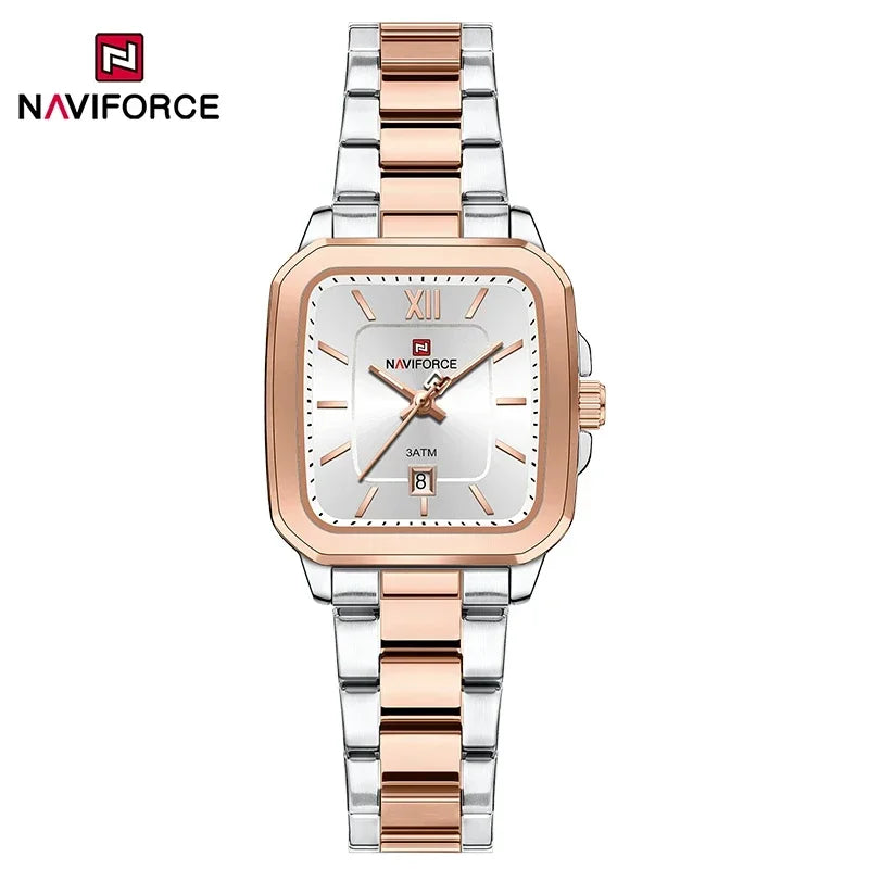 NAVIFORCE Fashion Women's Watches Waterproof Couple Steel Strap Quartz Calendar Wristwatch Gift for Girl Clock Relogio Feminino