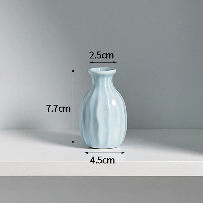 Ins Ceramics Flower Vase Nordic Flower Bottle Mini Flower Plant Bottle Pots Hydroponics Vases Room Decor Table Ornament