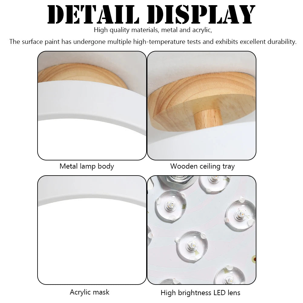 LED Indoor Ceiling Light Flush Mount Dimmable Energy Saving Protect Eyes Easy Installation for Bedroom Bathroom Corridor