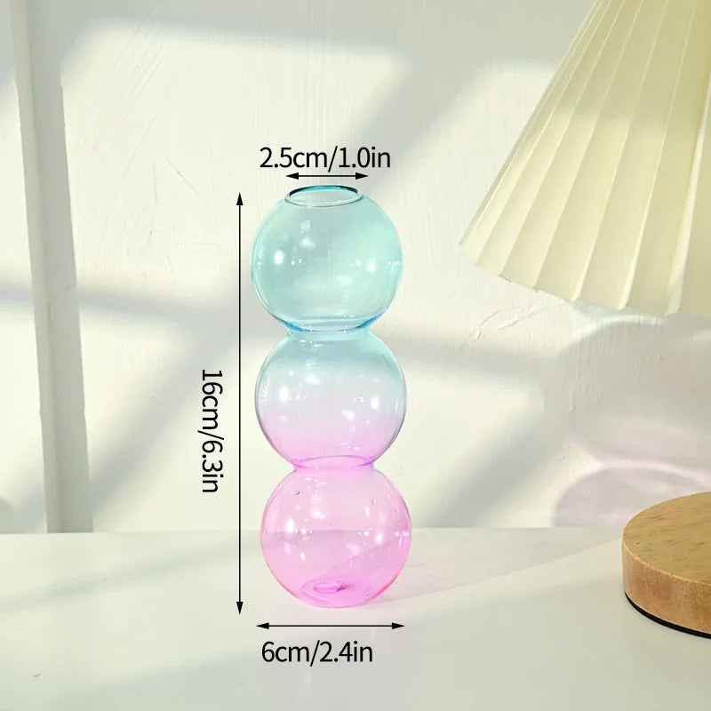 Nordic Glass Bubble Vases Hydroponic Flower Vase Creative Spherical Flower Vases Stained Bubble Glass Vase Home Office Decor