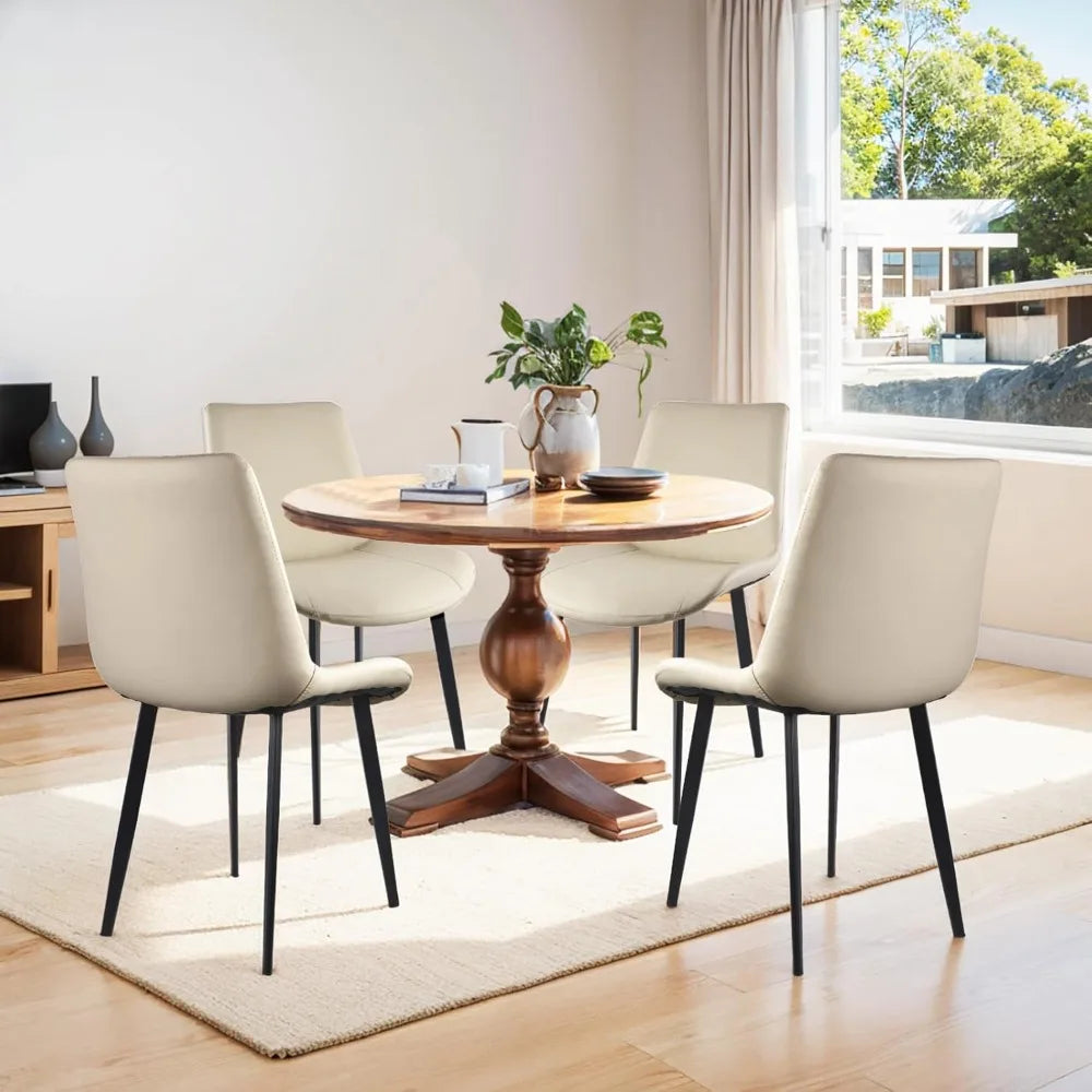 Dining Chairs, Modern PU Leather Dining Room Chair with Sturdy Metal Legs, Upholstered Seat Dinner Chairs Accent Side Chairs