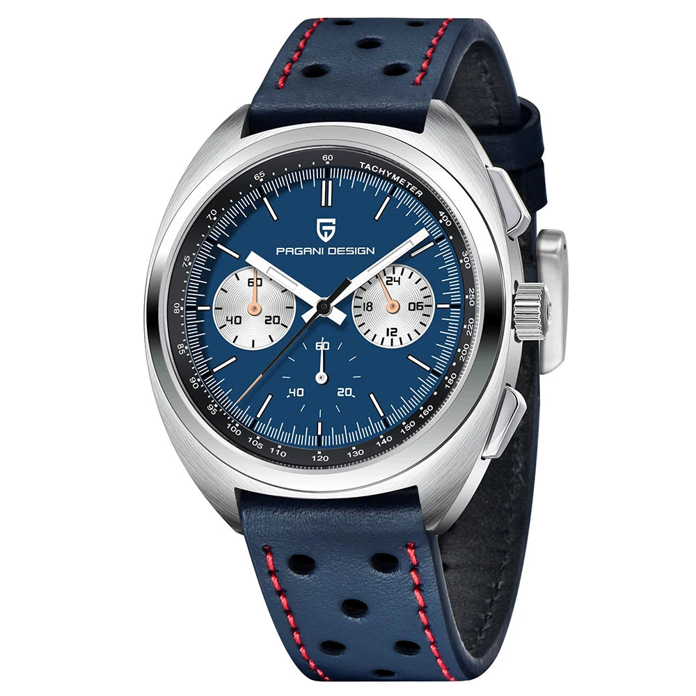 PAGANI DESIGN 2024 Retro Luxury Men's Watches Sports Chronograph VK63 Quartz Watch For Men AR Sapphire Waterproof Leather Clock