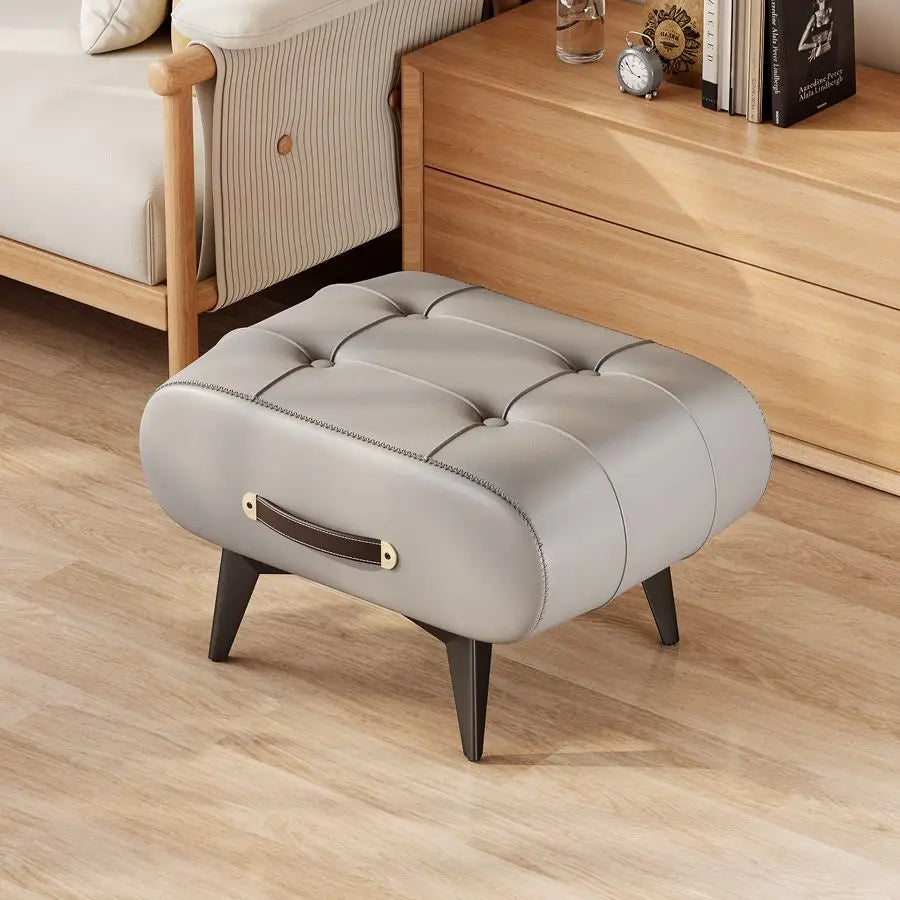 Footrest Shoe Changing Stool Doorstep Living Room Soft Bag Minimalist Sofa Footstool Light Luxury Leather Art Stool Furniture