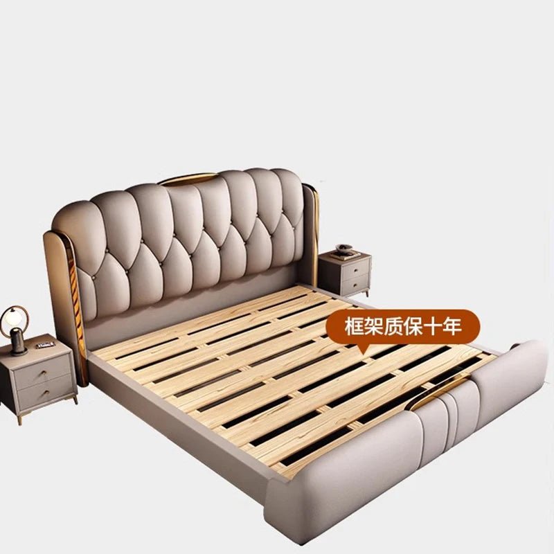 Upholstered Minimalist Bed Frames Queen Modern Luxury Bed Sleeping Headboard Camarotes Para Dormitorio Bedroom Furniture