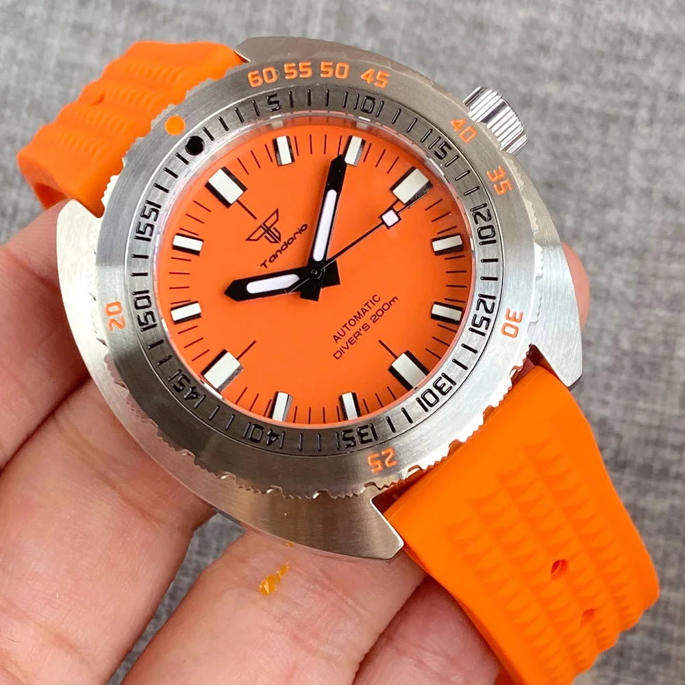 Tandorio V2 Buckle Bracelet Steel Bezel 42mm Sapphire Glass 20ATM Water Resistant NH35 Automatic Mens Dive Watch Reloj Hombre