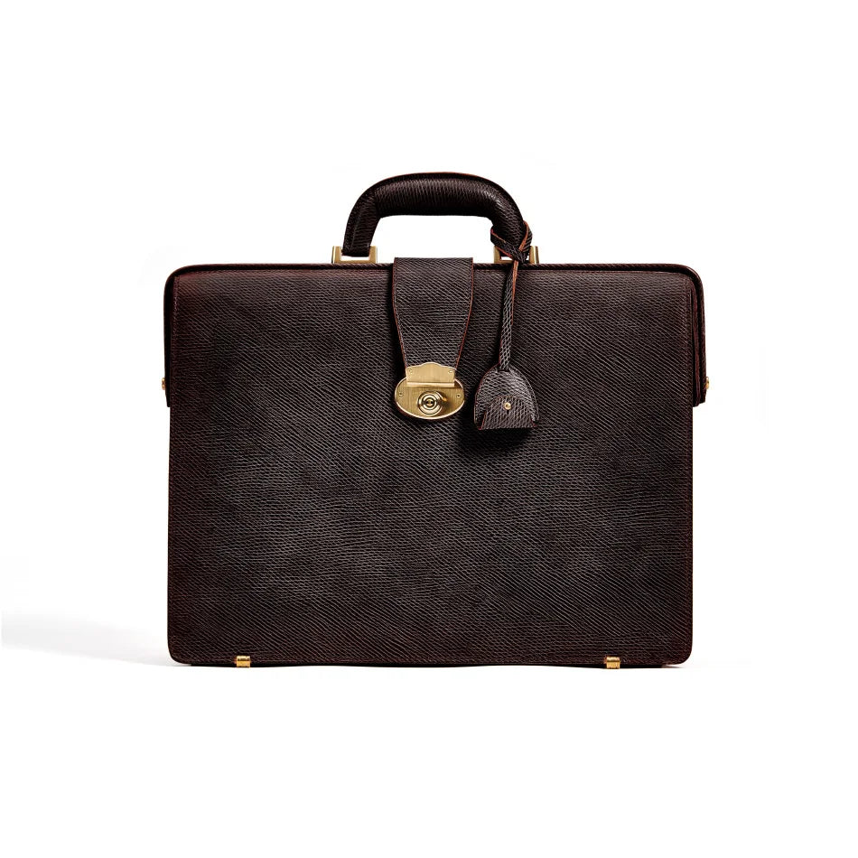 British Premium Top-Handle Bags Gentleman Antique Lock Luxury Handbags Genuine Leather Men Business Travel Briefcase