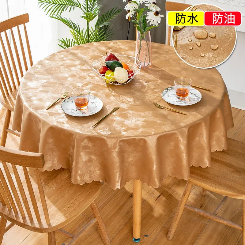 Waterproof  Round Table Cloth Pastoral PVC Plastic Kitchen Tablecloth Oilproof Antifouling Cover Dining Table Cloth Decorate