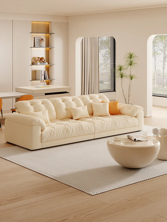 Cream Style Living Room Simple Modern Small Apartment Straight Row Cloud Sofa