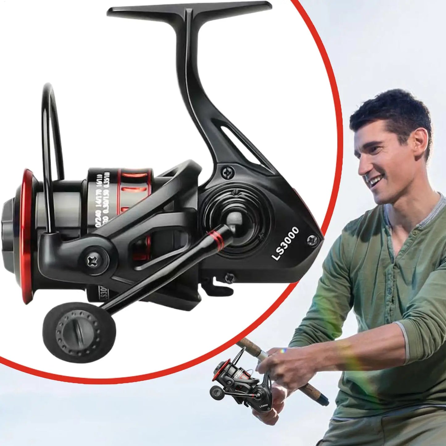 Fishing Reel Angling Wire Wheel Ergonomic Anti-Slip Fishing Reel for Offshore Crappie Bass Inshore Ice Catfish Freshwater