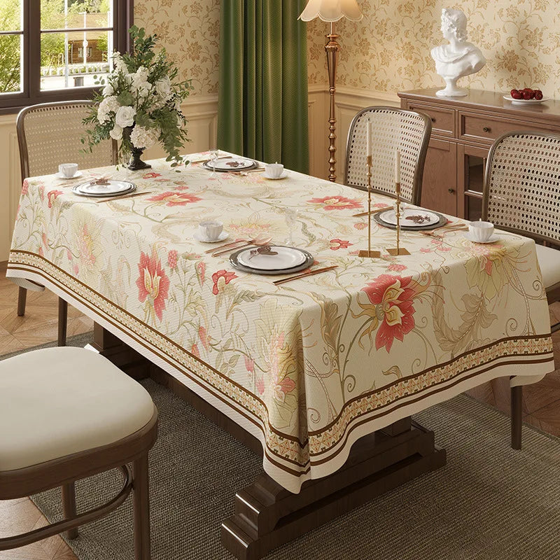 Table Cloth Waterproof Light Luxury Dining Table Tablecloth Rectangular Household Tea Table Cloth American Style Countryside