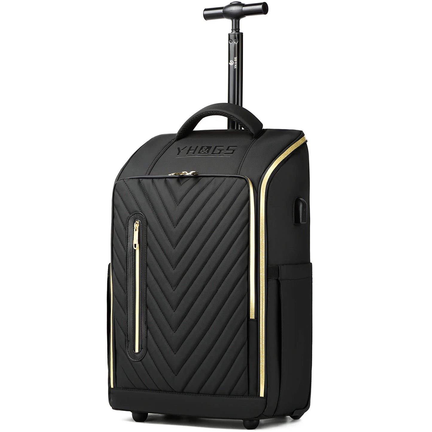 RUCYEN Rolling Backpack 15.6in Laptop Water Resistant Large Capacity Travel Luggage Wheeled Backpack with USB Shoulders Luggage