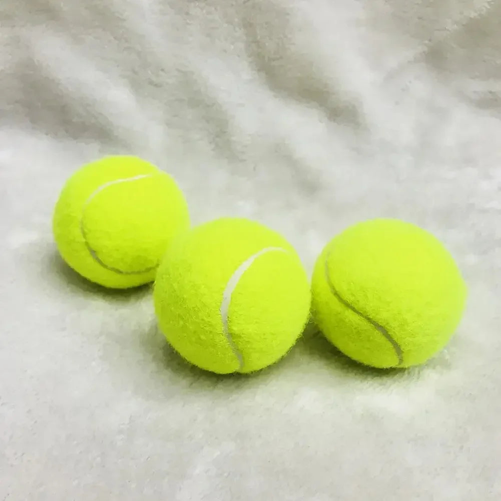 3PCS High Elasticity Tennis Professional Tennis Training Game Ball Outdoor Dogs Bite Chase and Chomp 63mm Tennis Ball Racquet
