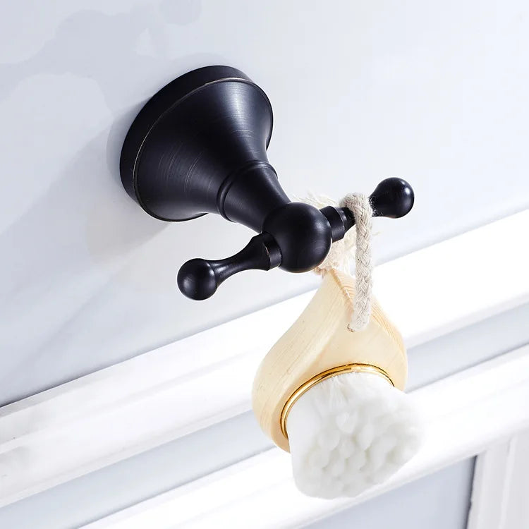 Black Brass Bathroom Accessories Hardware Set Towel Bar Rail Rack Toilet Paper Holder Toilet Brush Shower Soap Dish Holder