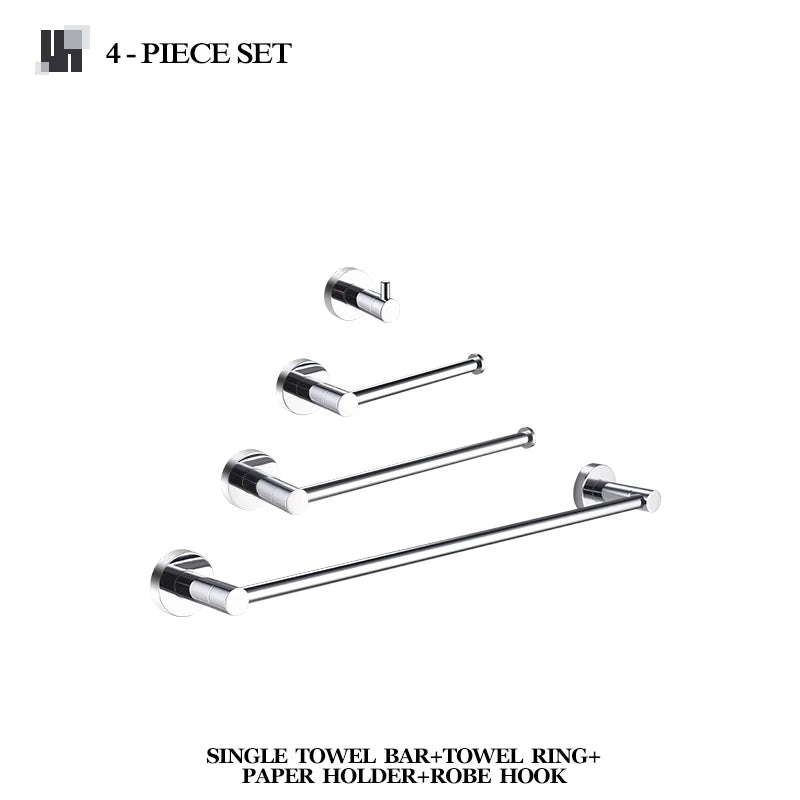 Bathroom Accessories 304Stainless Steel Hardware Kit Wall Mount Clothe Hook Paper Holder Towel Bar Toilet Brush Holder Soap Dish
