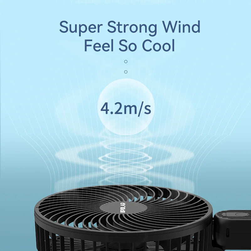 Opolar 10000mAh Handheld Mini Fan Foldable Camping Fan Silent Strong Wind Rechargeable Air Cooler Home Outdoor Room Travel USB