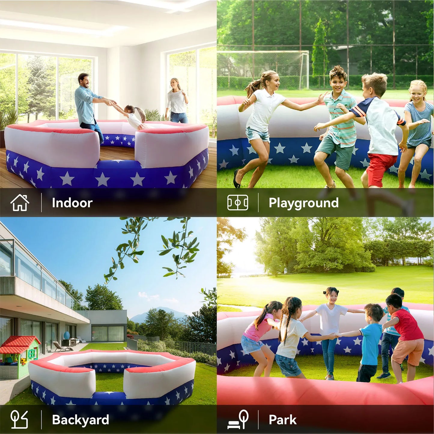 (20ft is out of stock )Gaga Ball Pit Inflatable with Air Blower Portable Gagaball Court Balls Pit 15FT for Sport Game