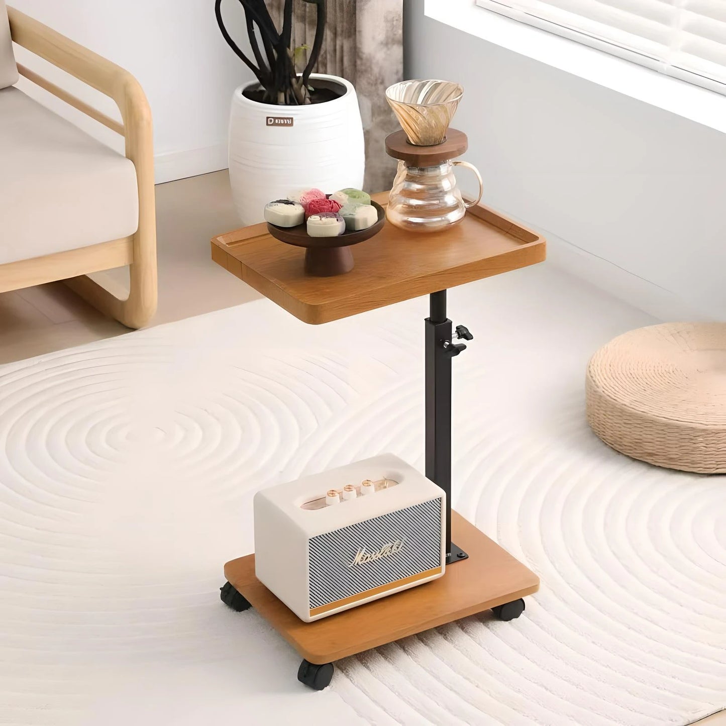 Side Table for Living Room, Bedroom Bedside TableMobile Coffee Table, C-shaped Sofa Side Cabinet, Simple Small Square Table