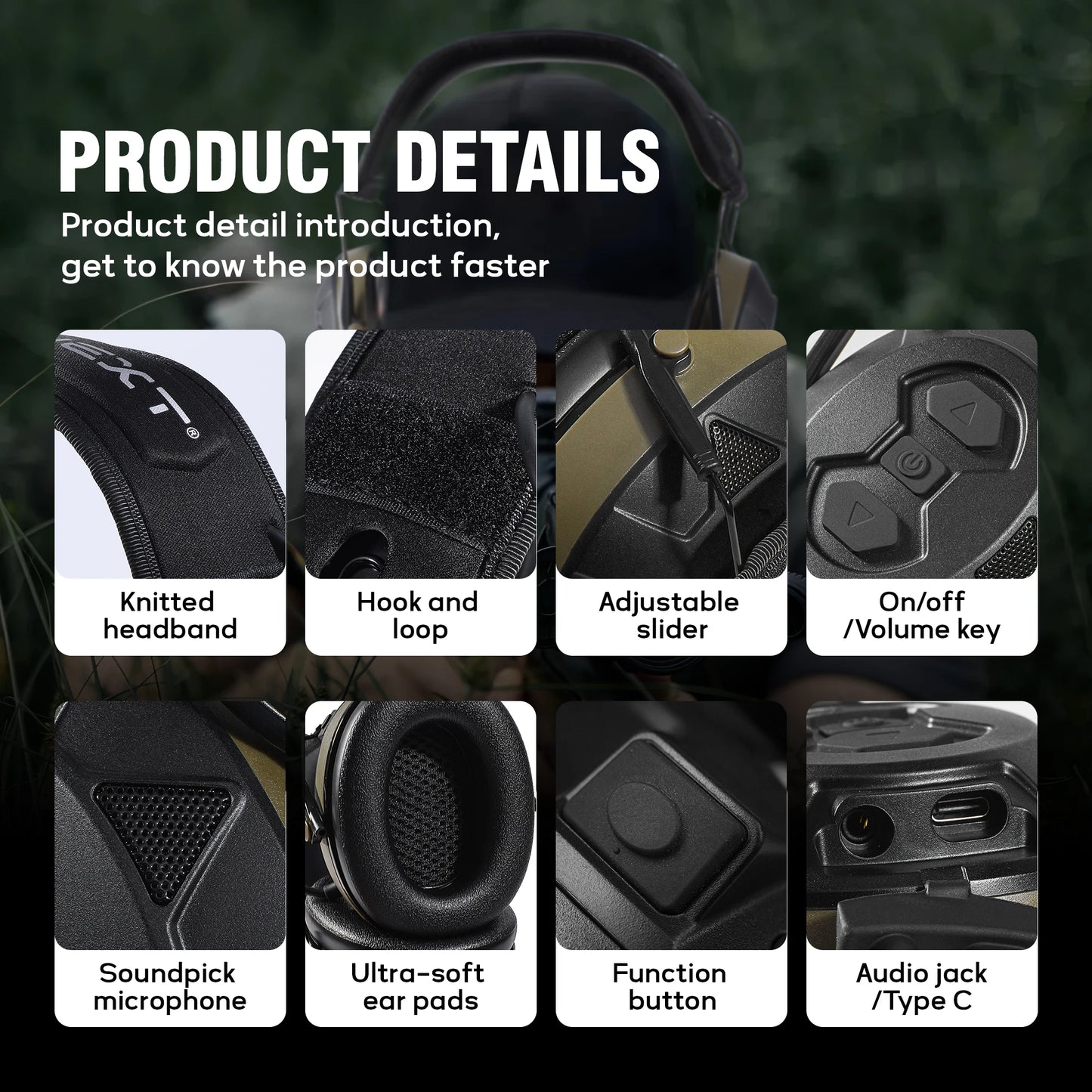 34dB Construction Headset Bluetooth 5.3 Clear Audio Team Communication Noise Cancelling for Industrial Site Hearing Protection
