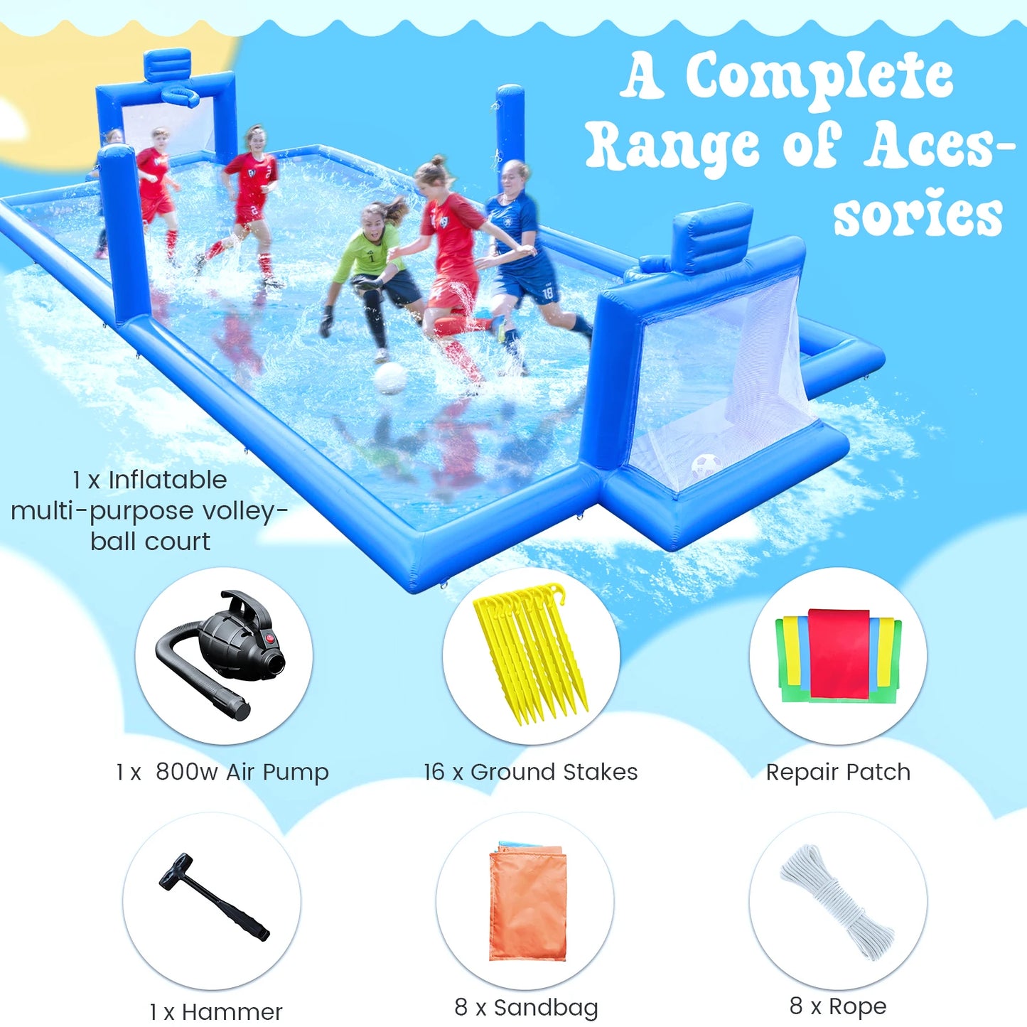 33FT Outdoor Inflatable Volleyball Court/ Soccer/Basketball Game for Kids Adults Commercial children's playground