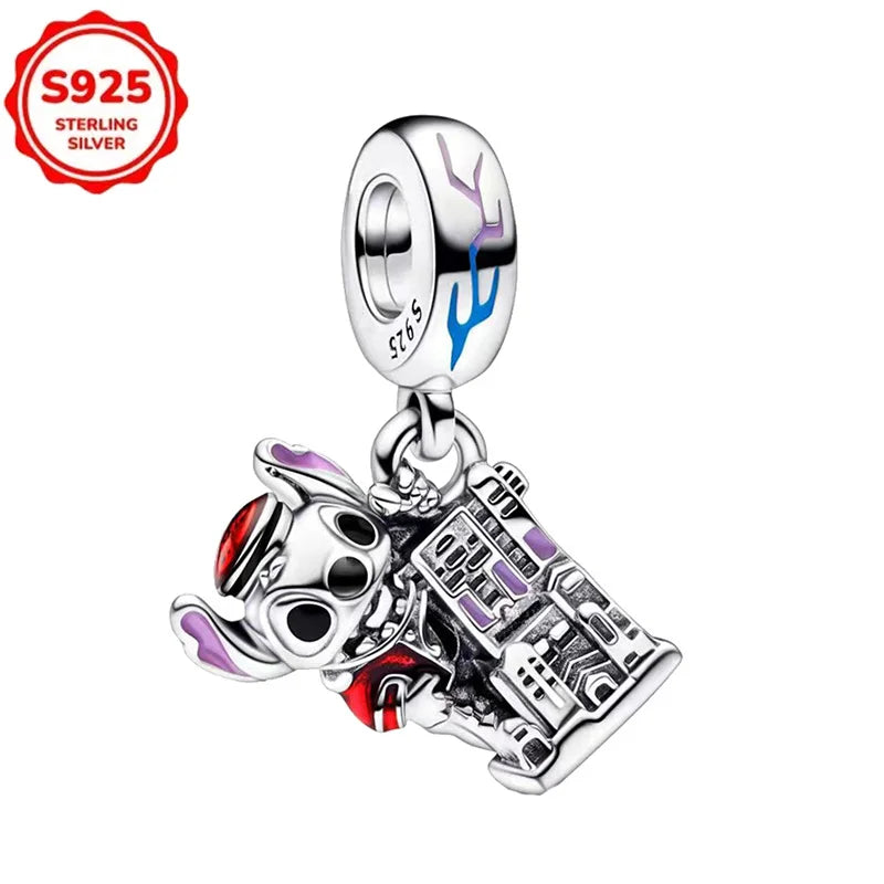 For Original Women 925 Bracelet Bangle Pendant Charm Disney Stitch 925 Sterling Silver Boutique Bead DIY Jewelry Gift New in Hot