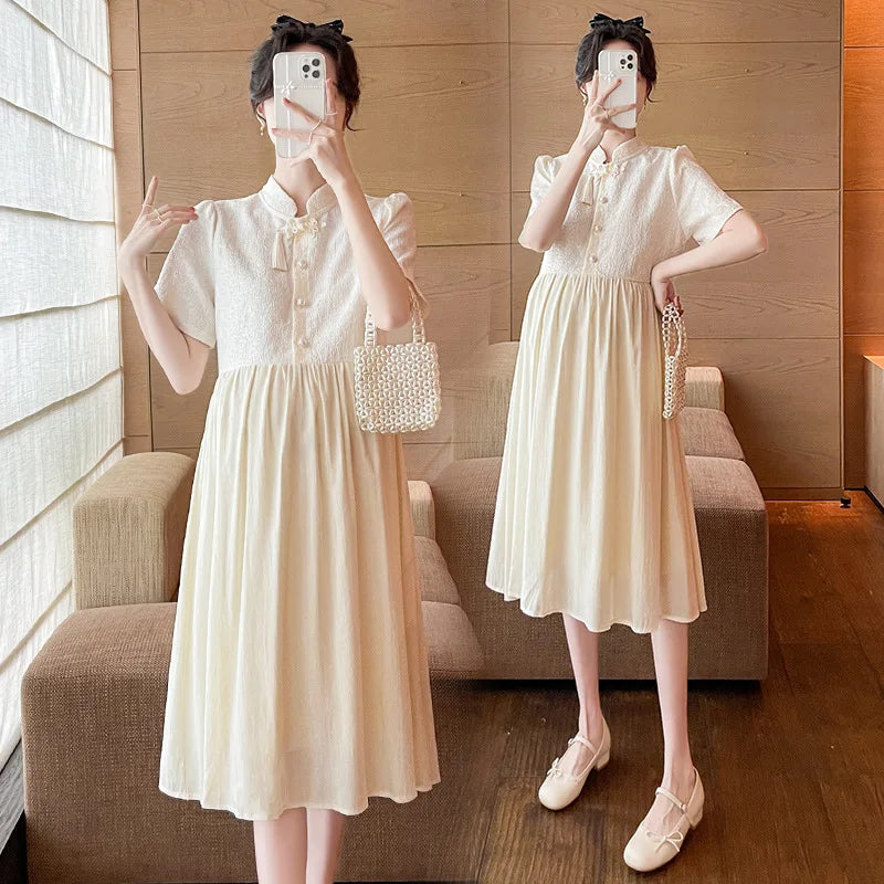 Pregnant Women's Clothing 2025 Summer Fashion New Style Loose and Slimming Dress