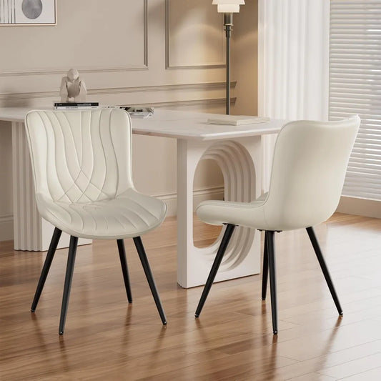 Dining Chair Set of 2 PU Leather Dining Room Chairs Upholstered Comfy Dining Chairs Modern Kitchen Armless Side Chair with Sturd