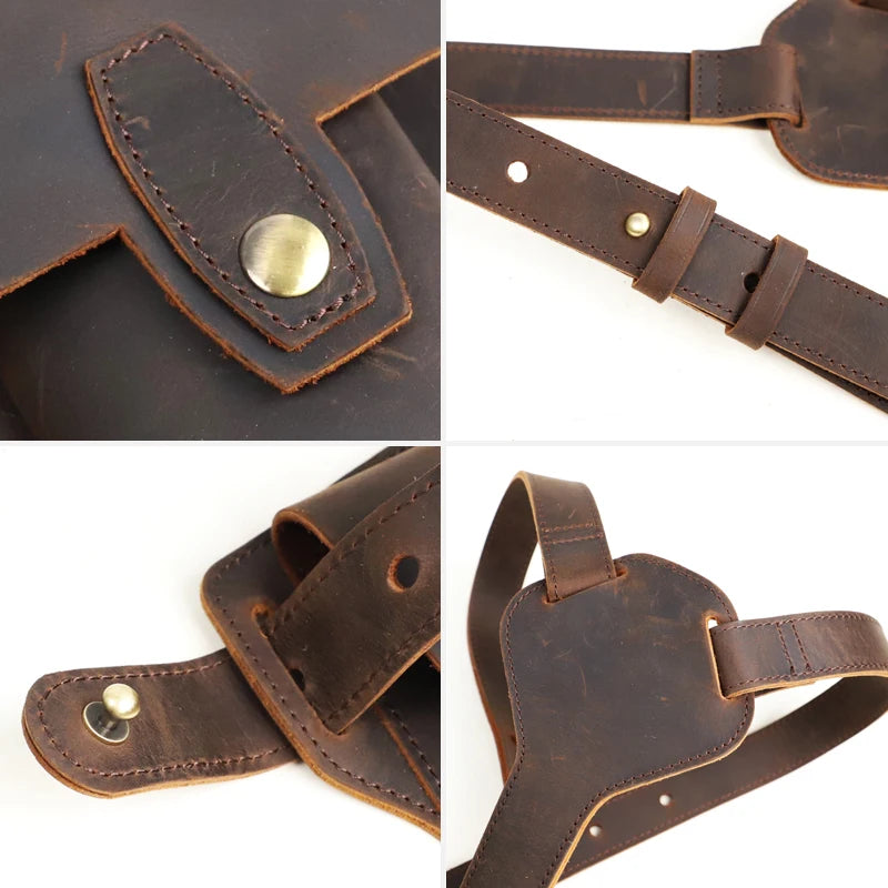 Genuine Leather Sling Holster Bag Invisible Anti-theft Jacket Vest Motorcycle Style Halloween Role Playing Festival Bag Unisex