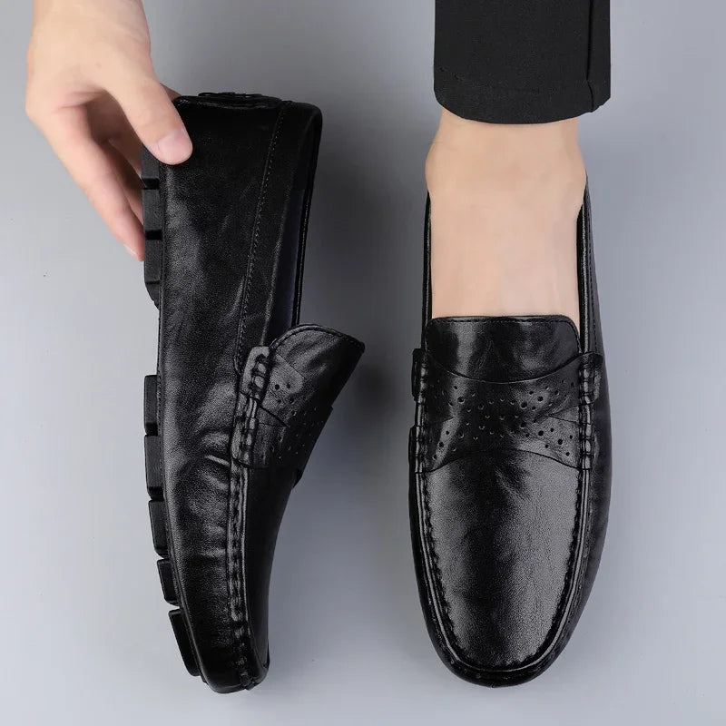 Genuine Leather Mens Slip on Shoes New Arrival Mens Loafers Handmade Male Comfortable Driving Footwear High Quality Men's Shoes