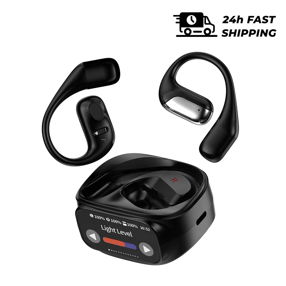 Smart Touch Screen Bluetooth 5.4 Earphones Sports OWS Wireless Translation Headphones Business Earbuds IPX6 Waterproof Headset