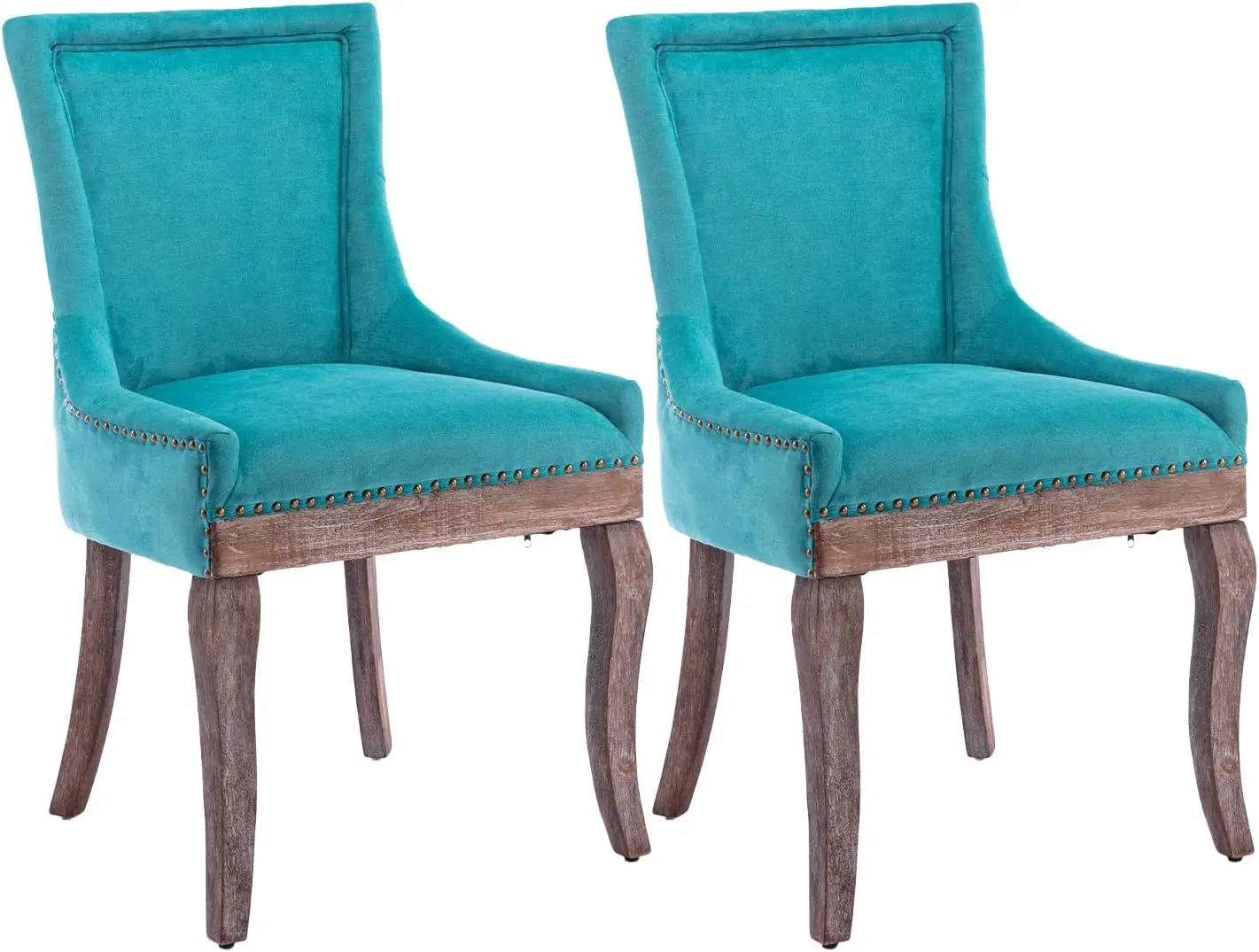 Modern High Back Chairs Set of 2 – Upholstered Fabric Side Seats with Solid Wood Legs, Dining Room Use