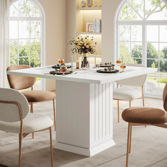 Tribesigns Square Dining Table with 2 Placemats, Modern Engineered Wood Small Dinner Kitchen Table for 4 People