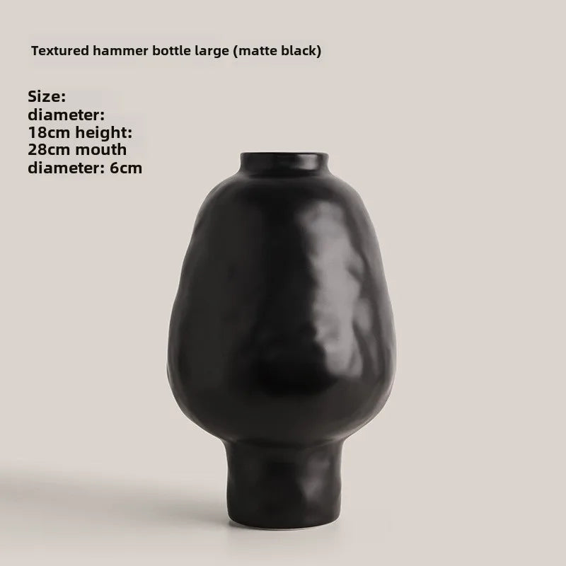 Hammer Pattern Ceramic Vase Creative Porcelain Flower Pots Desk Decoration Flower Arrangement Floral Vases Room Aesthetic Decor