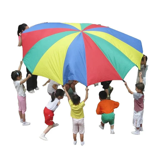 2-4M Kids Play Parachute Rainbow Outdoor Children Games Fun Playground Kindergarten School Group Exercise Cooperative Activities