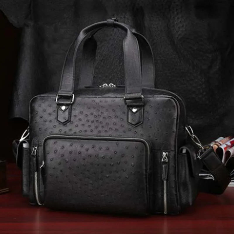 mafeimengge new arrival Ostrich leather bag  male  business  leisure  men handbag business trip male Travel