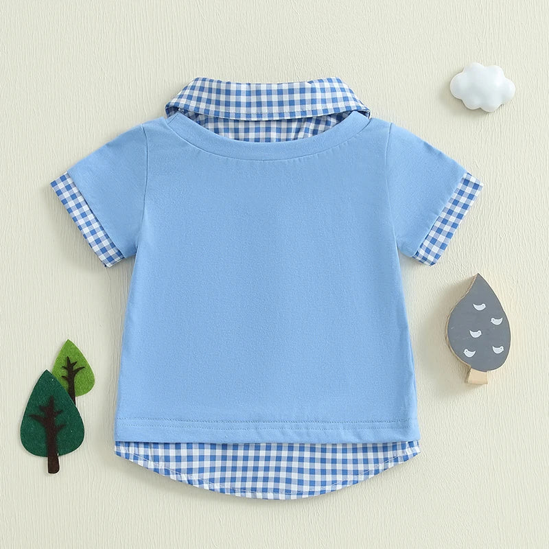 2024-12-16 Lioraitiin Summer Toddler Baby Boy T-shirt Short Sleeve Embroidery Duck Patchwork Clothes Tops