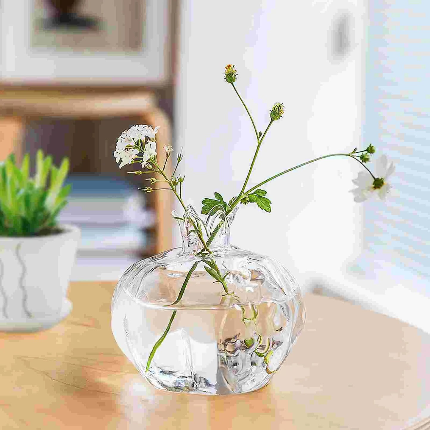Pomegranate Shaped Glass Vase Creative Flower Arrangement Hydroponic Planter Vases Centerpieces Home Decor Table Accessories
