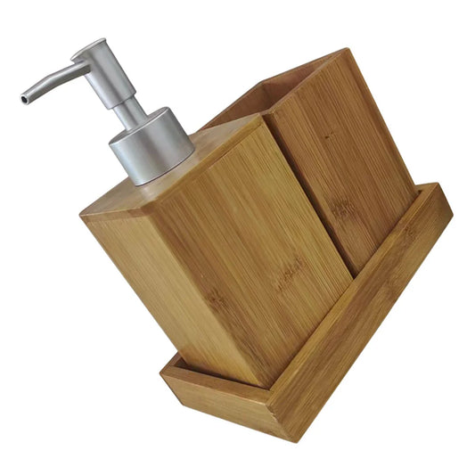 Bamboo Bathing Accessories Set Toothbrush Cup Hand Soap Dispenser Shampoo Container Storage Lotion Bottle Bathroom Necessities