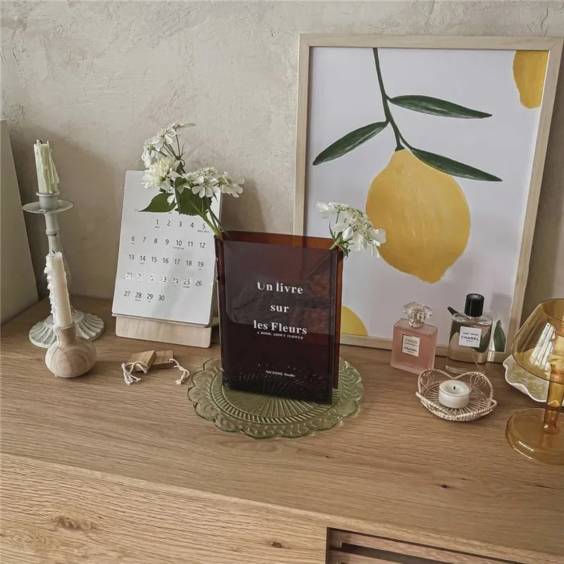 Clear Book Flower Vase Creative Acrylic Transparent Vase The Mystery Of Growth Book Vases Modern Decorative Vases Room Decor