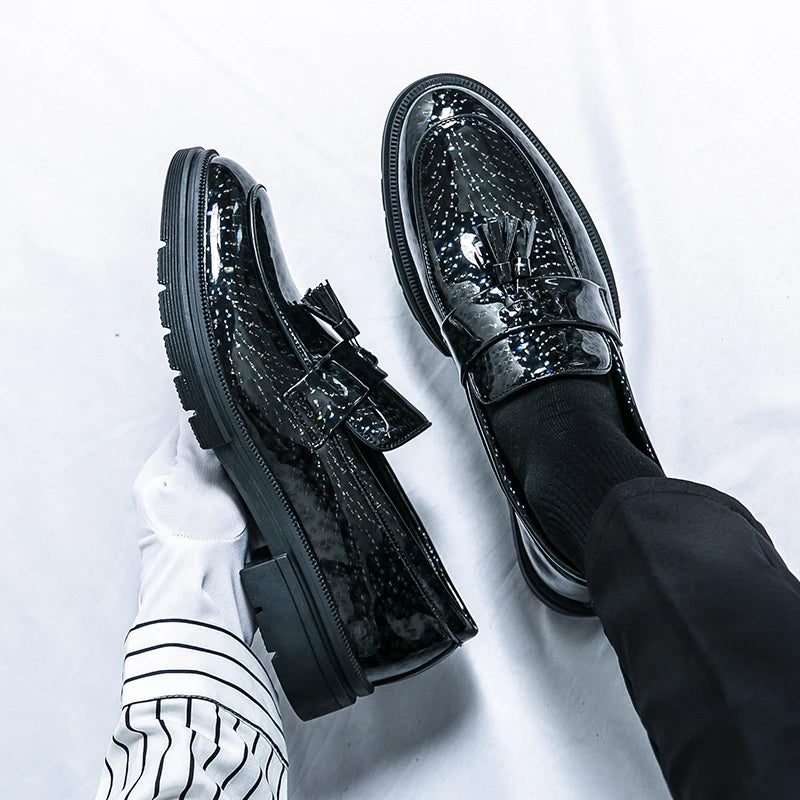 Stylish Leather Man Loafers Soft Thick Bottom Mens Casual Shoes Thick Sole Slip-on  Footwear Leisure Walk Business Dress Shoes