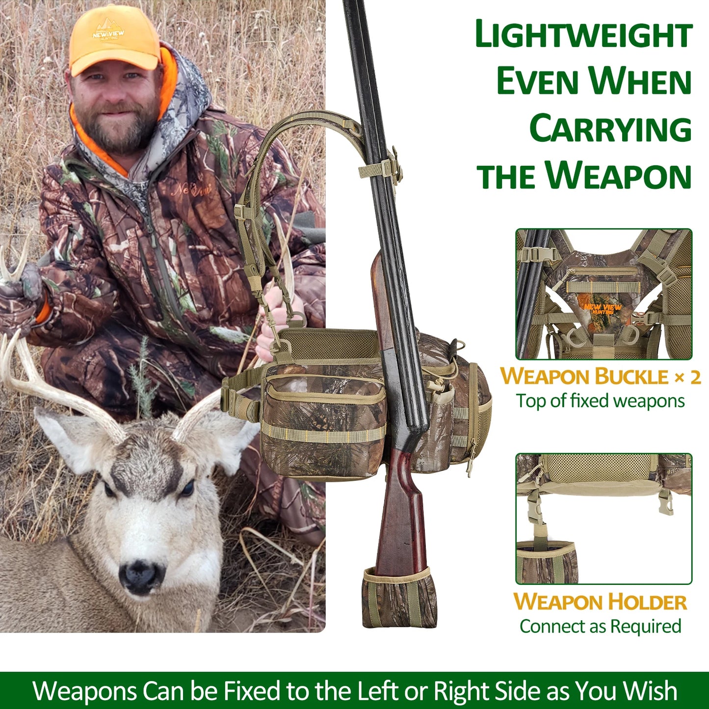 NEW VIEW Hunting Fanny Waist Pack for Men, Camo Waist Pack for Hunter, Fanny Hunting Pack with Rifle Holder