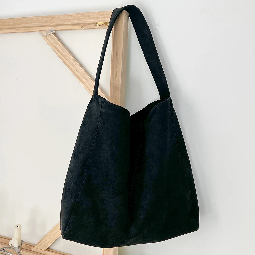 Women Underarm Bag Fashion Tweed Fabric Large Capacity Shoulder Bag Casual Handbag for Daily Office Use Solid Color Handbag