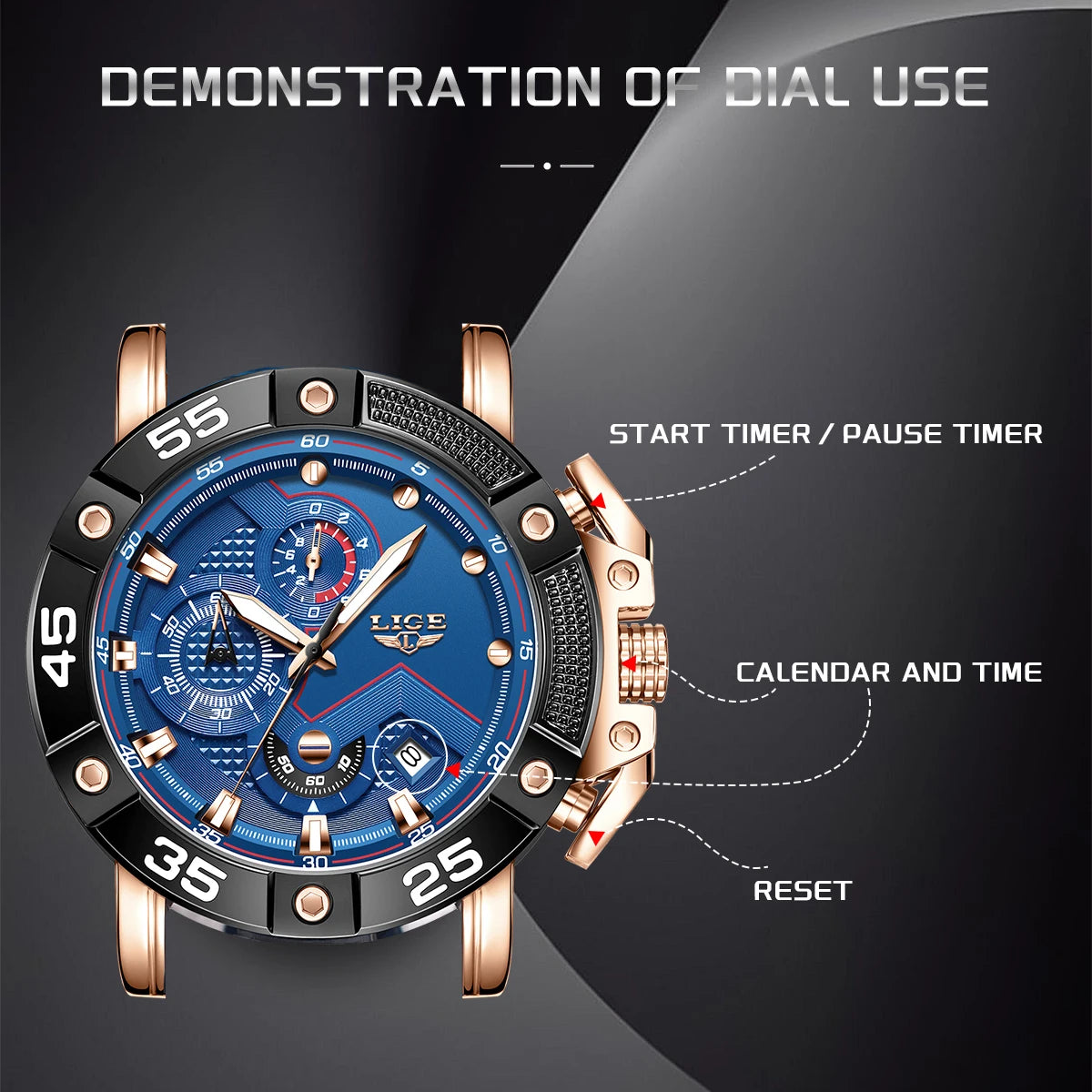 2025 Watches for Men LIGE Top Luxury Brand Quartz Mens Watch Sport Waterproof Wrist Watches Chronograph Date Relogio Masculino