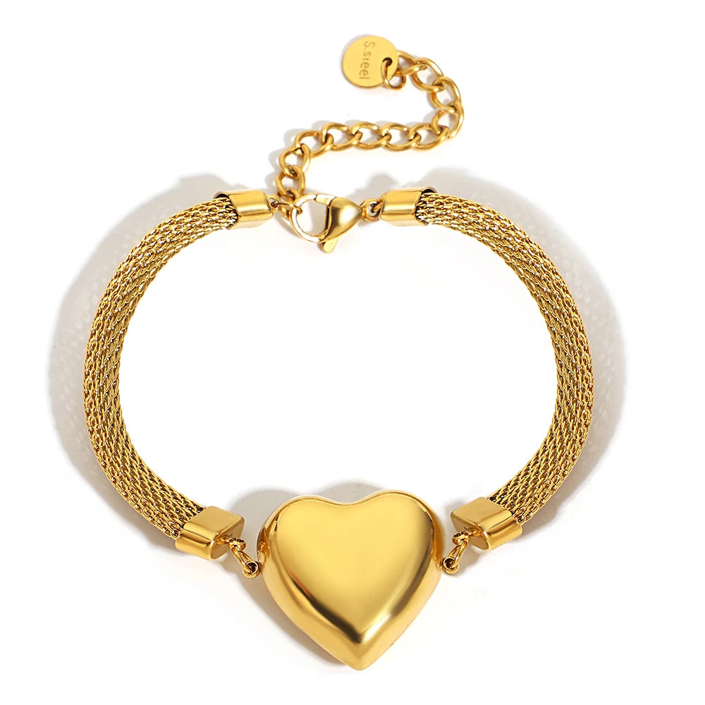 Multiple Punk Chunky Gold Plated Thick Chain Stainless Steel Bracelet for Women Twist Irregular Geometric Cuban Chain Bracelets