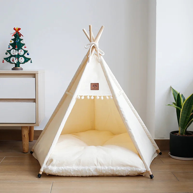 Pet Dog Cat House Bed with Thick Cushion for Cats Medium and Small Dogs Puppy Deep Sleeping Indoor Soft Canvas Pet Supplies