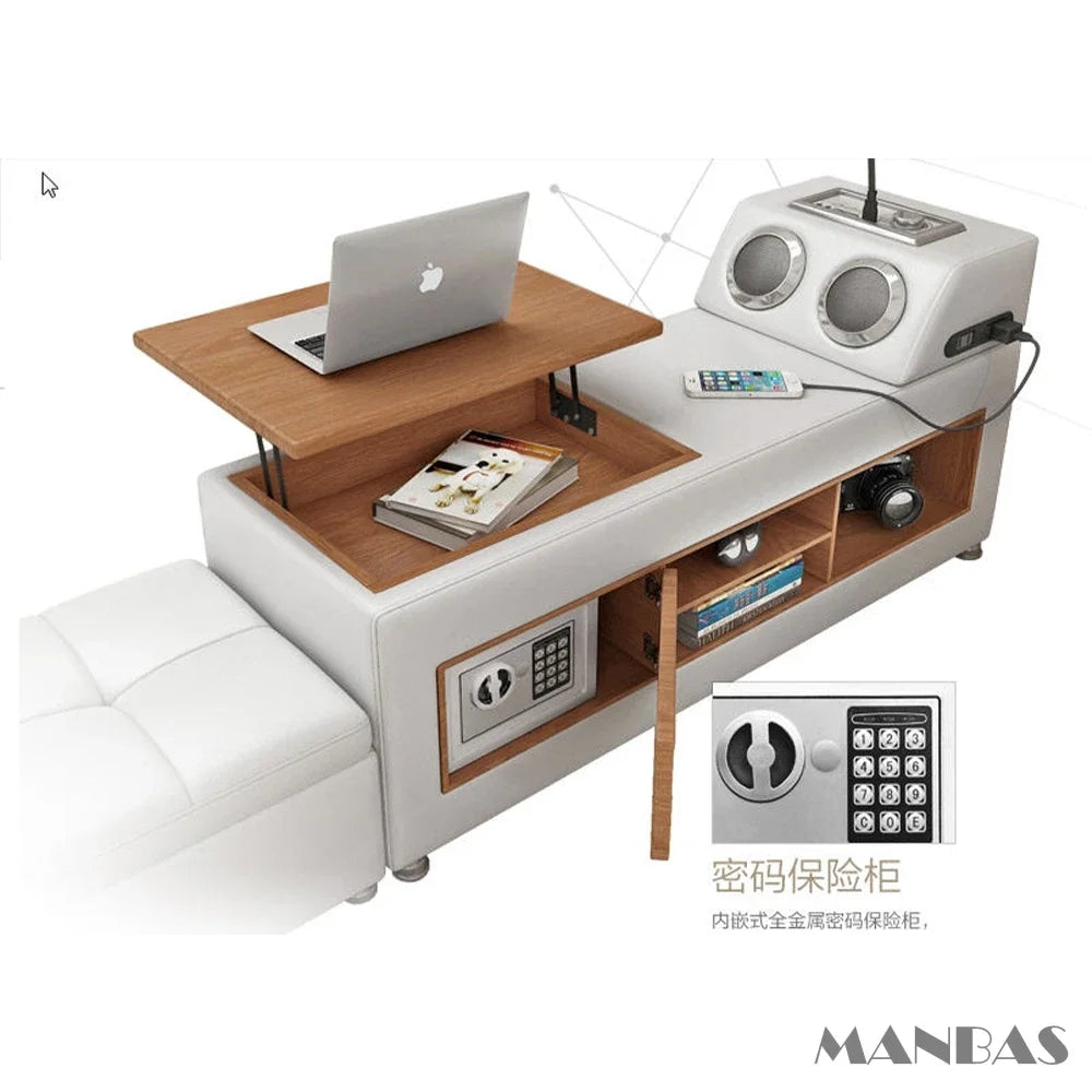 MINGDIBAO Tech Smart Bed Frame | Cloth Multifunctional Ultimate Bed with Tatami, USB and Speaker |  Fabric Upholstered Camas