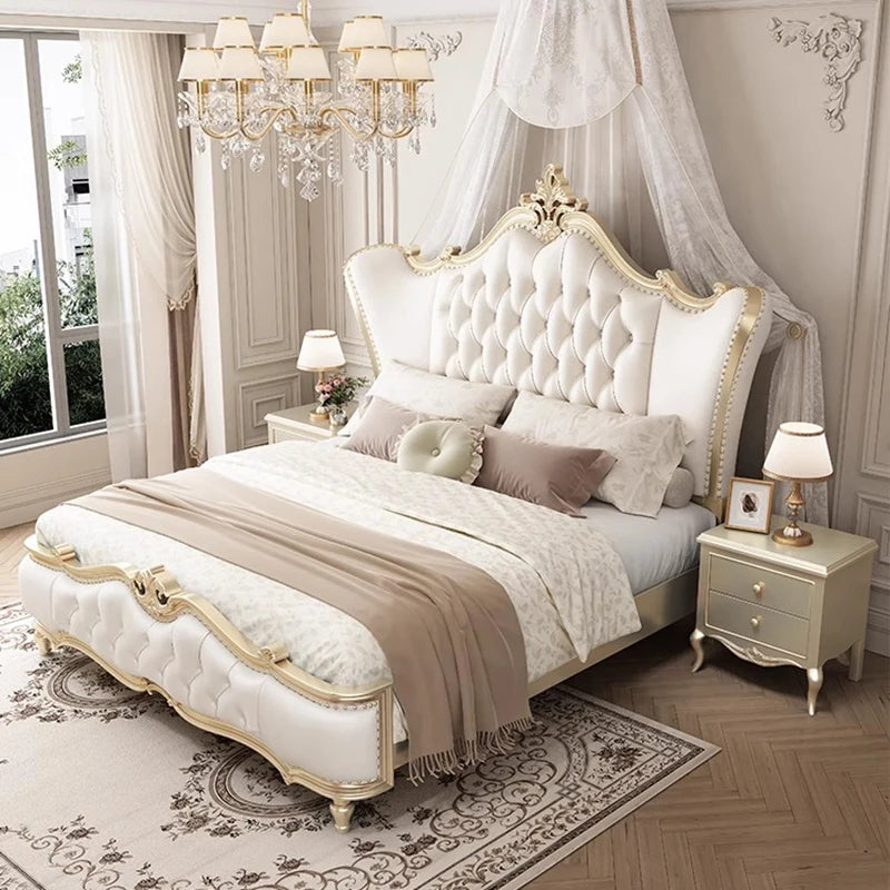White Cream Bed Cloud Fashion Interior European Safe Sleeping Sun Floor Double Bed Ergonomic Camas De Casal Postmodern Furniture
