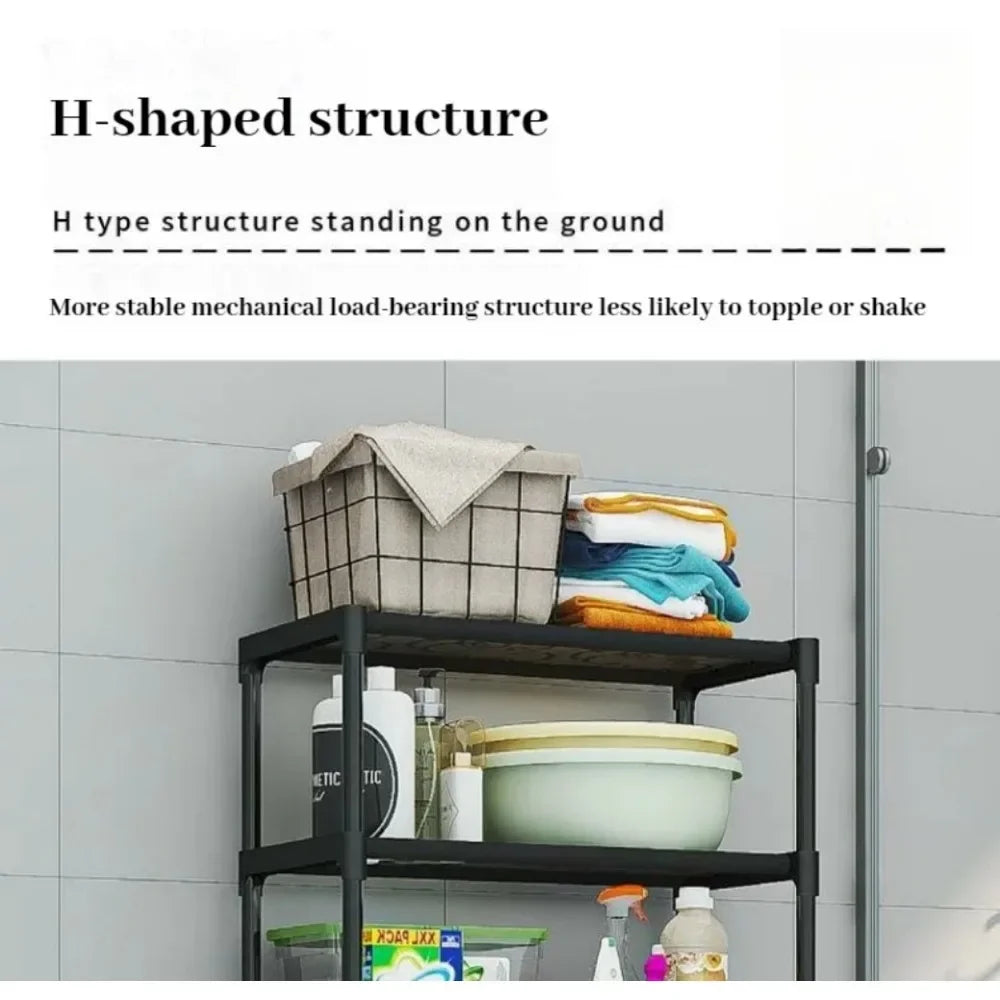 Bathroom Storage Organizer Shelf Washing Machine Shelf Carbon Steel Toilet Storage Rack Standing Bathroom Organizer Shelves