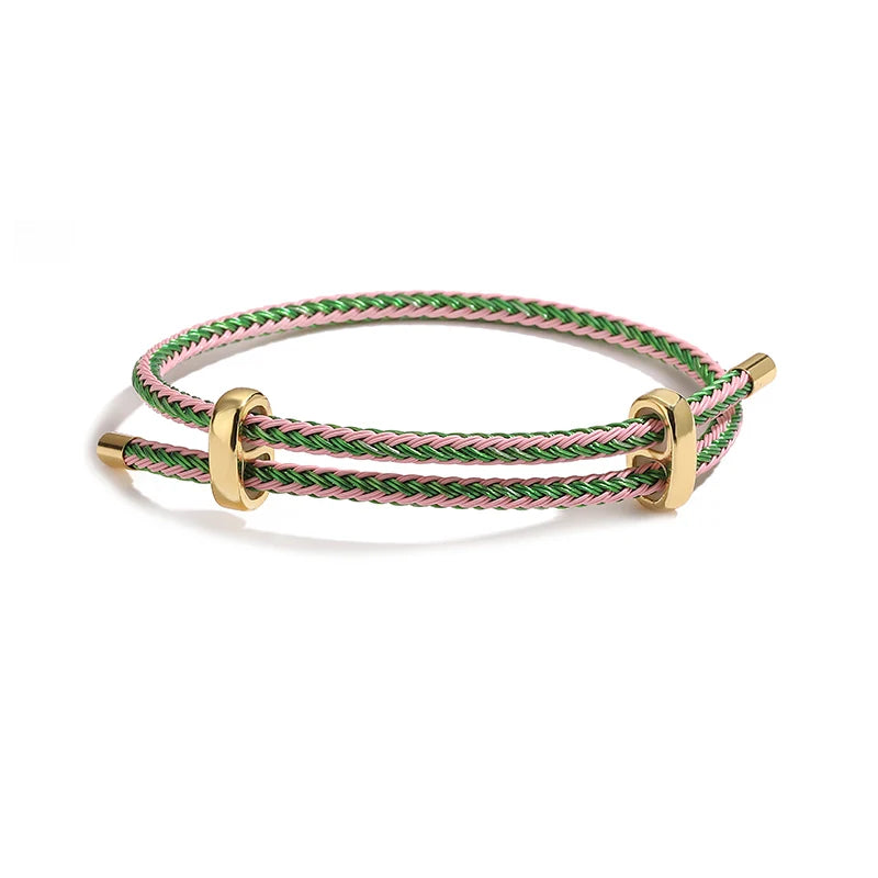 HECHENG,Colourful Steel Wire Adjustable Retractable Bracelet Handmade Braided Rope Couple Bracelet Men Women Jewellery String
